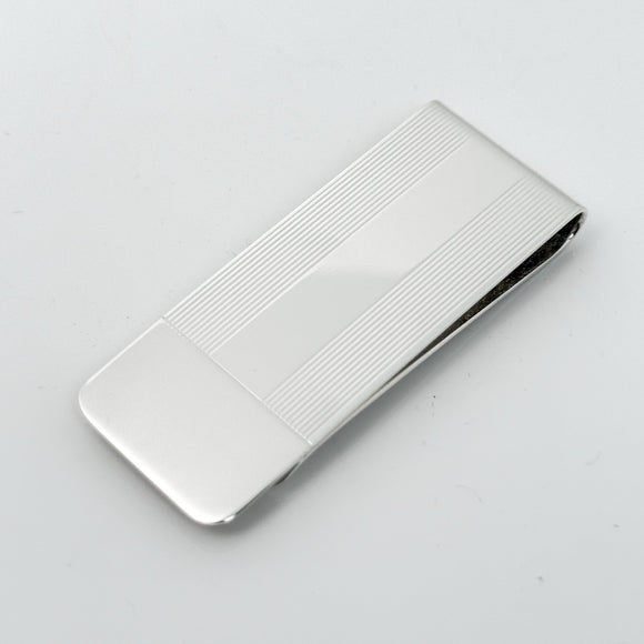 Tiffany & Co Machine Turned Pin Stripe Engravable ID Money Clip in Silver