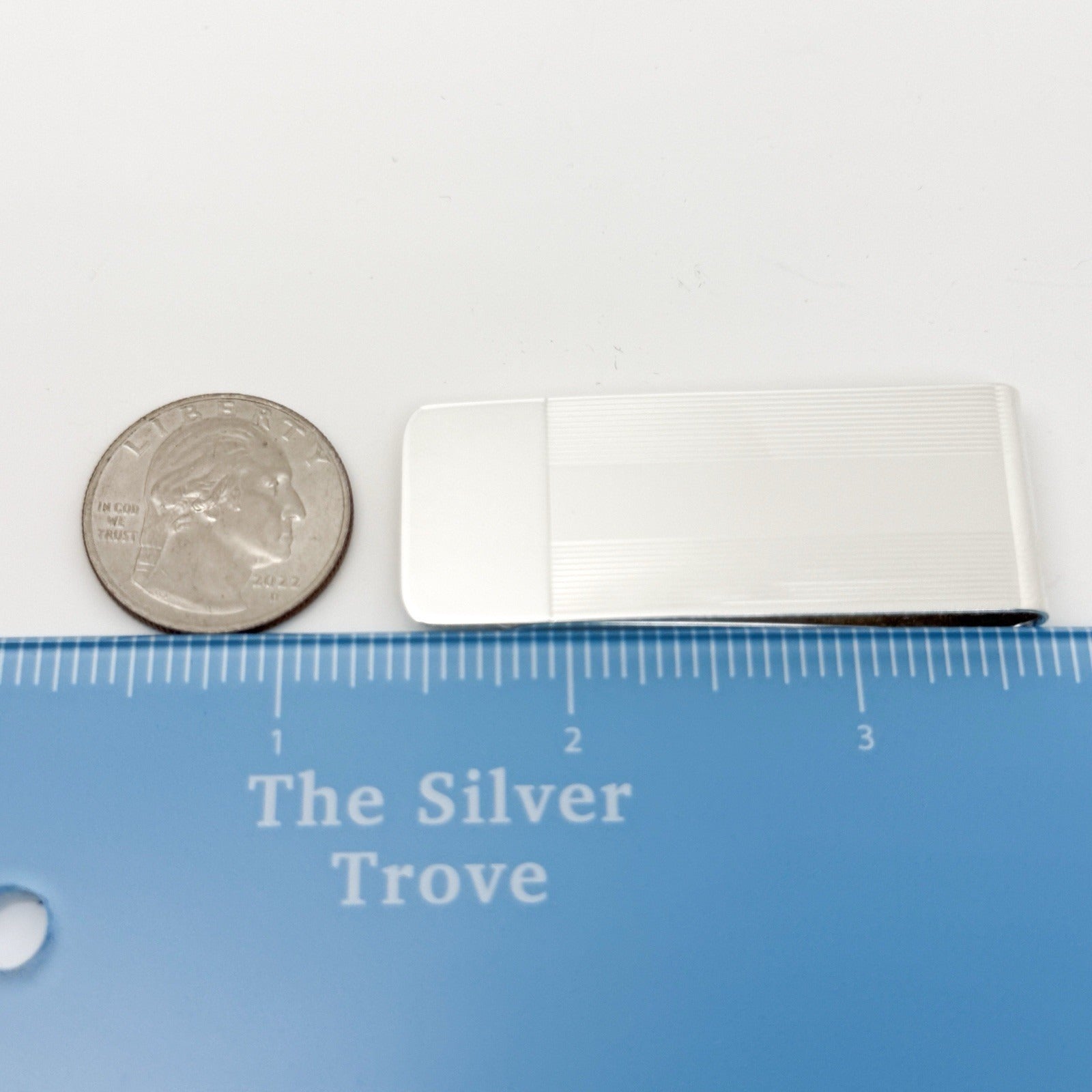 Tiffany & Co Machine Turned Pin Stripe Engravable ID Money Clip in Silver