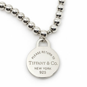 Please Return to Tiffany & Co. Round Tag Pendant 18.5" Bead Necklace 925 Silver