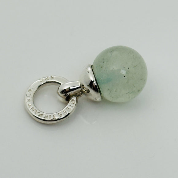 RARE Tiffany & Co Green Aventurine Fascination Ball Silver Charm Pendant