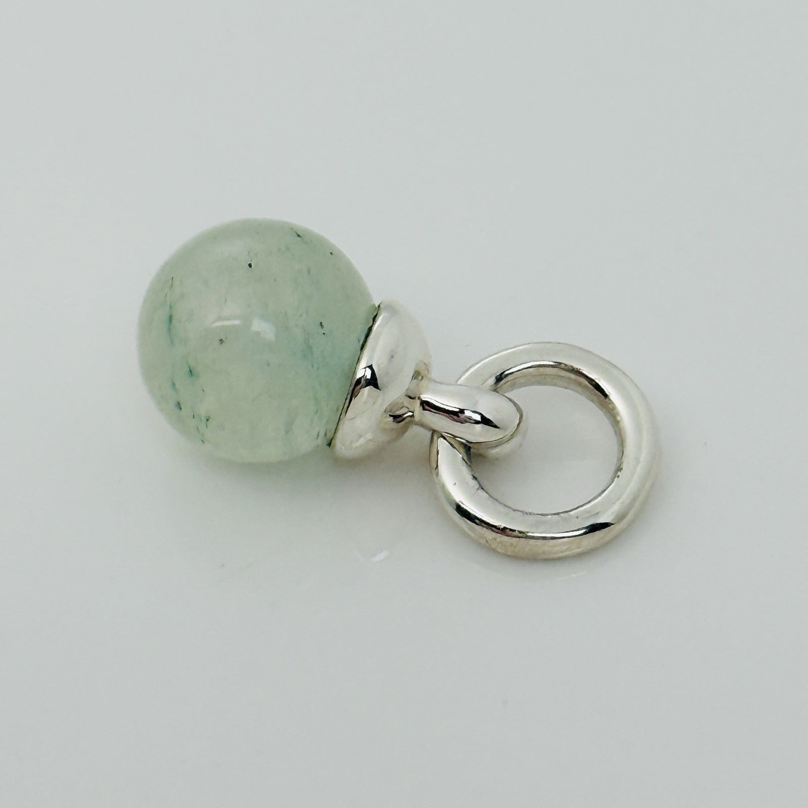 RARE Tiffany & Co Green Aventurine Fascination Ball Silver Charm Pendant