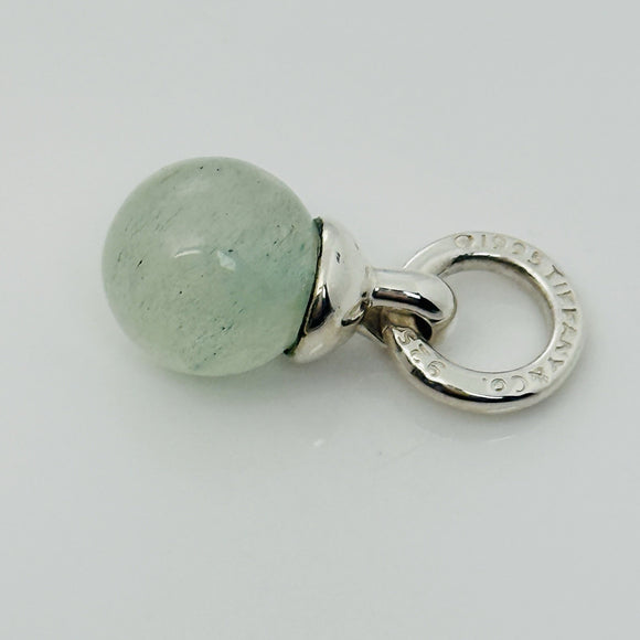 RARE Tiffany & Co Green Aventurine Fascination Ball Silver Charm Pendant