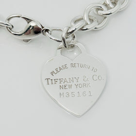 8" Medium-Large Please Return to Tiffany New York Heart Tag Charm Bracelet - 0