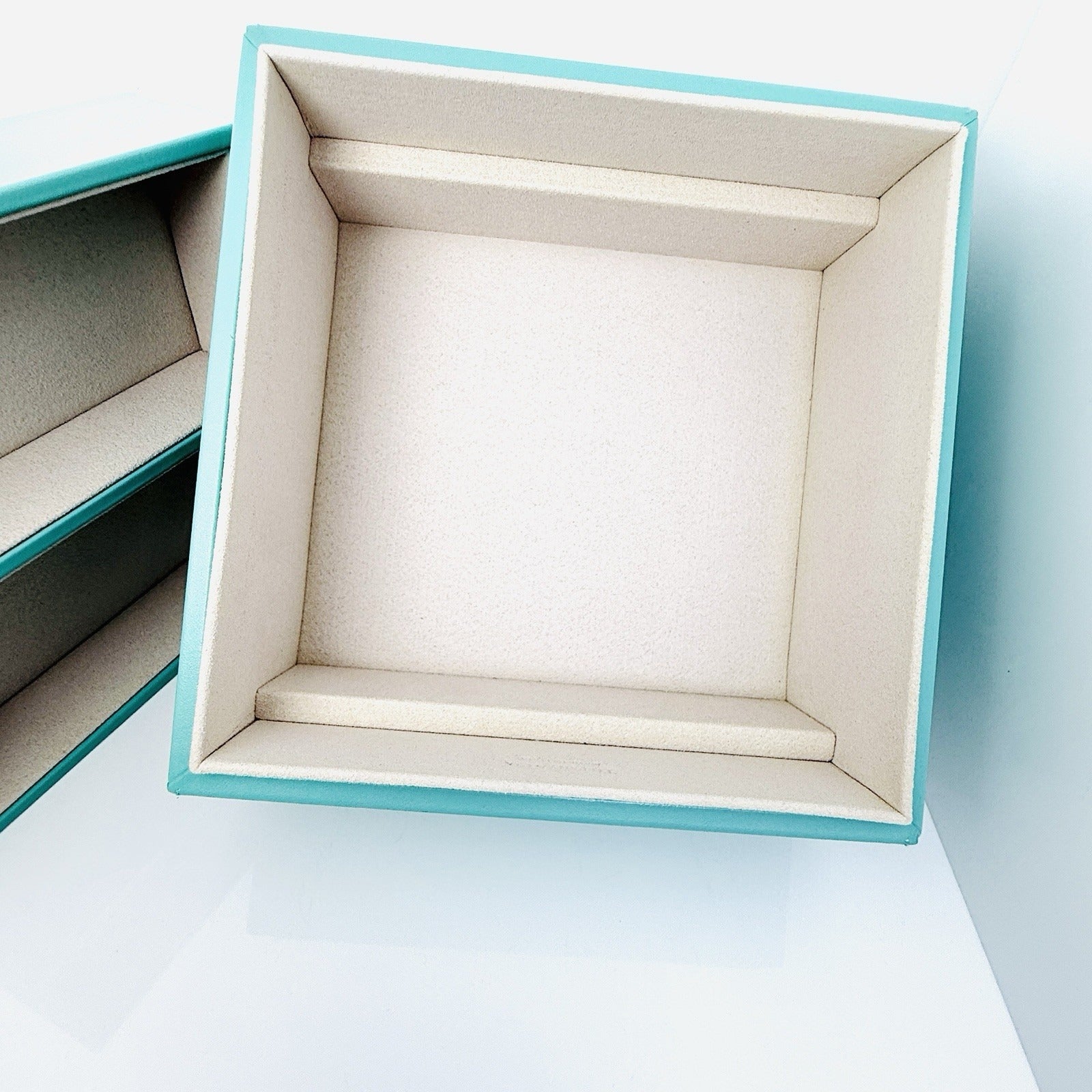 Tiffany & Co Large Blue Leather Jewelry Box Square Nesting Box