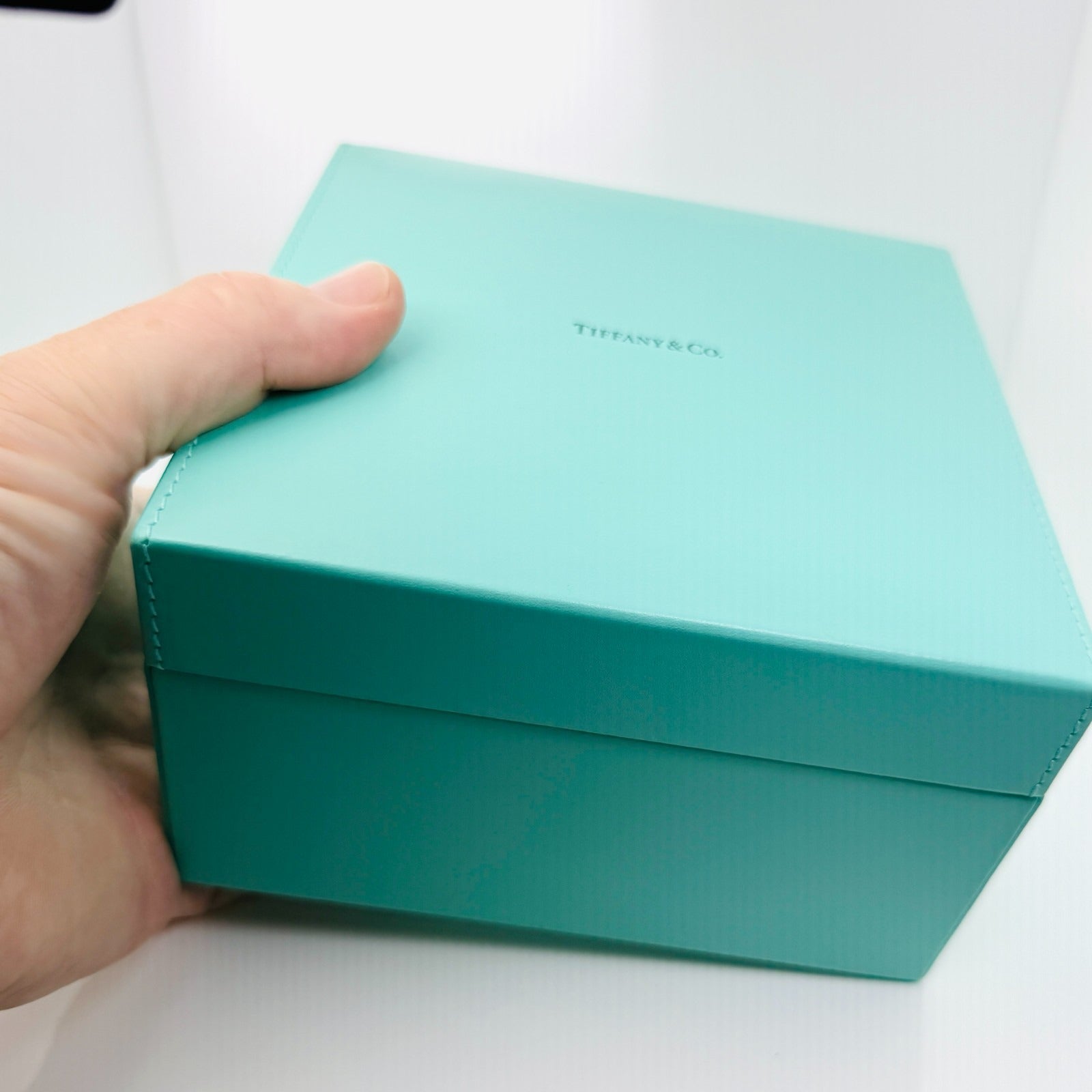 Tiffany & Co Large Blue Leather Jewelry Box Square Nesting Box