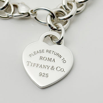 7.5" Please Return To Tiffany Roma Rome Italy Heart Tag Charm Bracelet in Silver