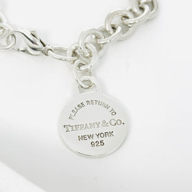 Return to Tiffany & Co. Round Tag Charm Bracelet Mens Unisex in Sterling Silver - 0