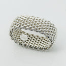 Size 8.5  Tiffany & Co Somerset Ring Mesh Weave Mens Unisex in Sterling Silver-2