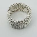 Size 8.5  Tiffany & Co Somerset Ring Mesh Weave Mens Unisex in Sterling Silver-3