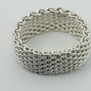 Size 8.5  Tiffany & Co Somerset Ring Mesh Weave Mens Unisex in Sterling Silver-4