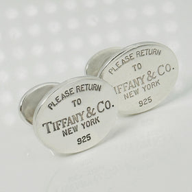 Please Return to Tiffany Oval Cufflinks in Sterling Silver - 0