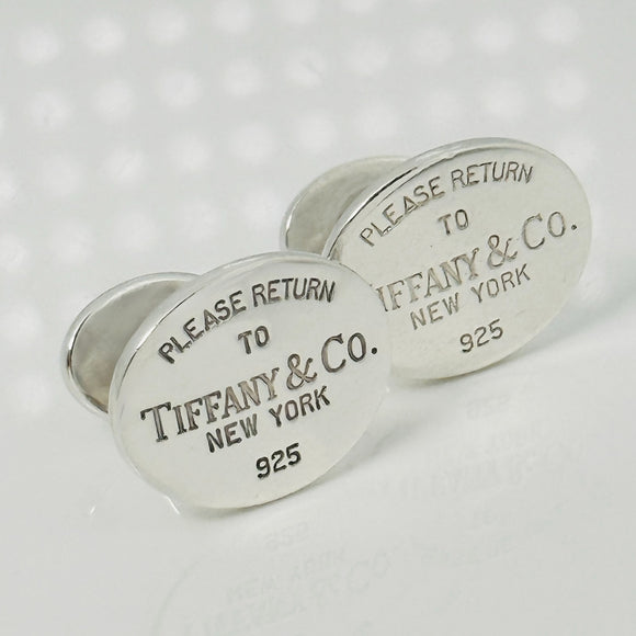 Please Return to Tiffany Oval Cufflinks in Sterling Silver