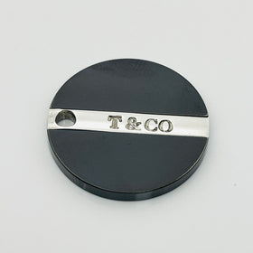 Tiffany T&CO Round Disc Black Pendant in Silver and Titanium Mens Unisex