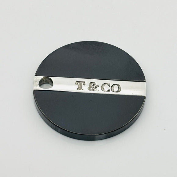 Tiffany T&CO Round Disc Black Pendant in Silver and Titanium Mens Unisex