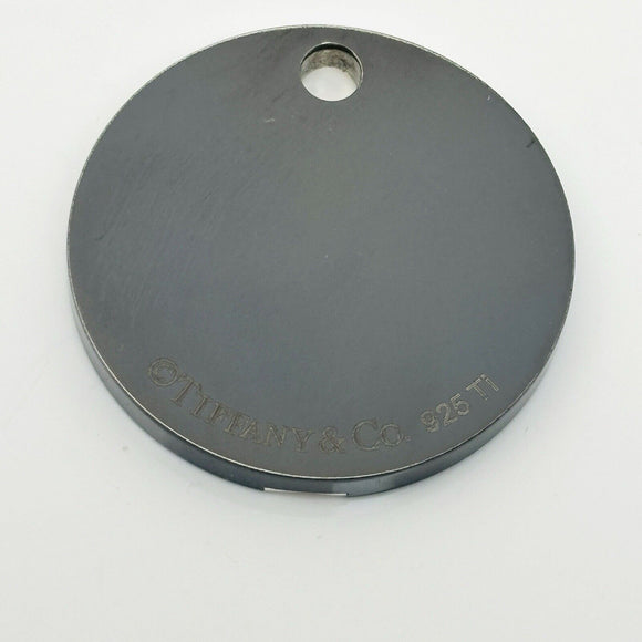 Tiffany T&CO Round Disc Black Pendant in Silver and Titanium Mens Unisex