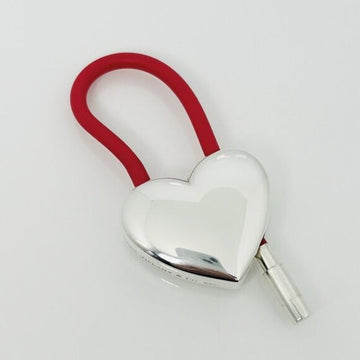 Tiffany & Co Silver Puffed Heart Key Ring Keychain in Red Rubber in Silver - 0