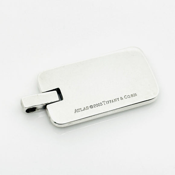 Tiffany & Co Atlas Dog Tag Pendant Roman Numerals Mens Unisex