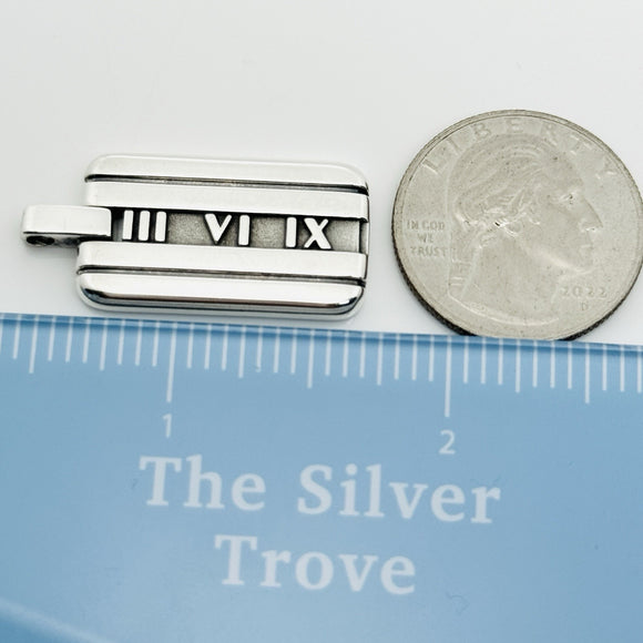 Tiffany & Co Atlas Dog Tag Pendant Roman Numerals Mens Unisex
