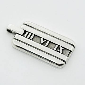 Tiffany & Co Atlas Dog Tag Pendant Roman Numerals Mens Unisex