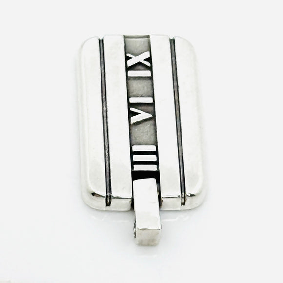 Tiffany & Co Atlas Dog Tag Pendant Roman Numerals Mens Unisex