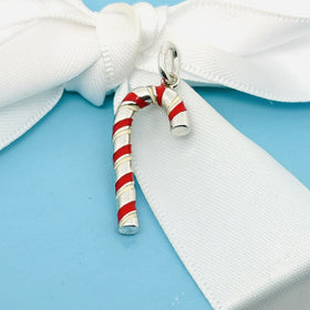 Tiffany & Co Candy Cane Candycane Charm in and Red Enamel and Sterling Silver - 0