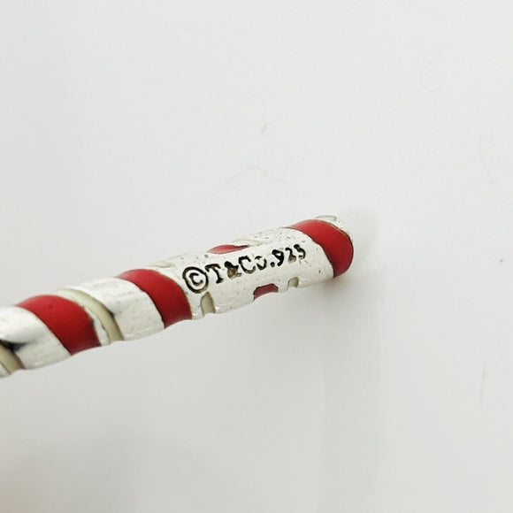 Tiffany & Co Candy Cane Candycane Charm in and Red Enamel and Sterling Silver