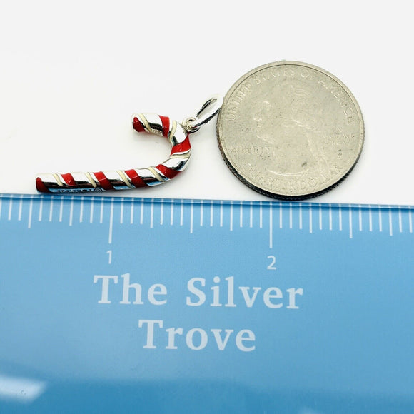 Tiffany & Co Candy Cane Candycane Charm in and Red Enamel and Sterling Silver