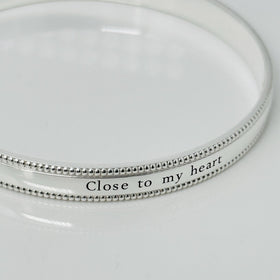 7.5" Tiffany Close to My Heart Beaded Edge Milgrain Bracelet in Sterling Silver