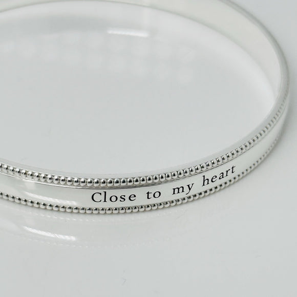 7.5" Tiffany Close to My Heart Beaded Edge Milgrain Bracelet in Sterling Silver