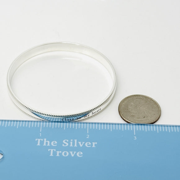 7.5" Tiffany Close to My Heart Beaded Edge Milgrain Bracelet in Sterling Silver