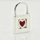Tiffany & Co Heart Padlock Charm Or Pendant in Red Enamel and Sterling Silver-5