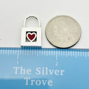 Tiffany & Co Heart Padlock Charm Or Pendant in Red Enamel and Sterling Silver-7