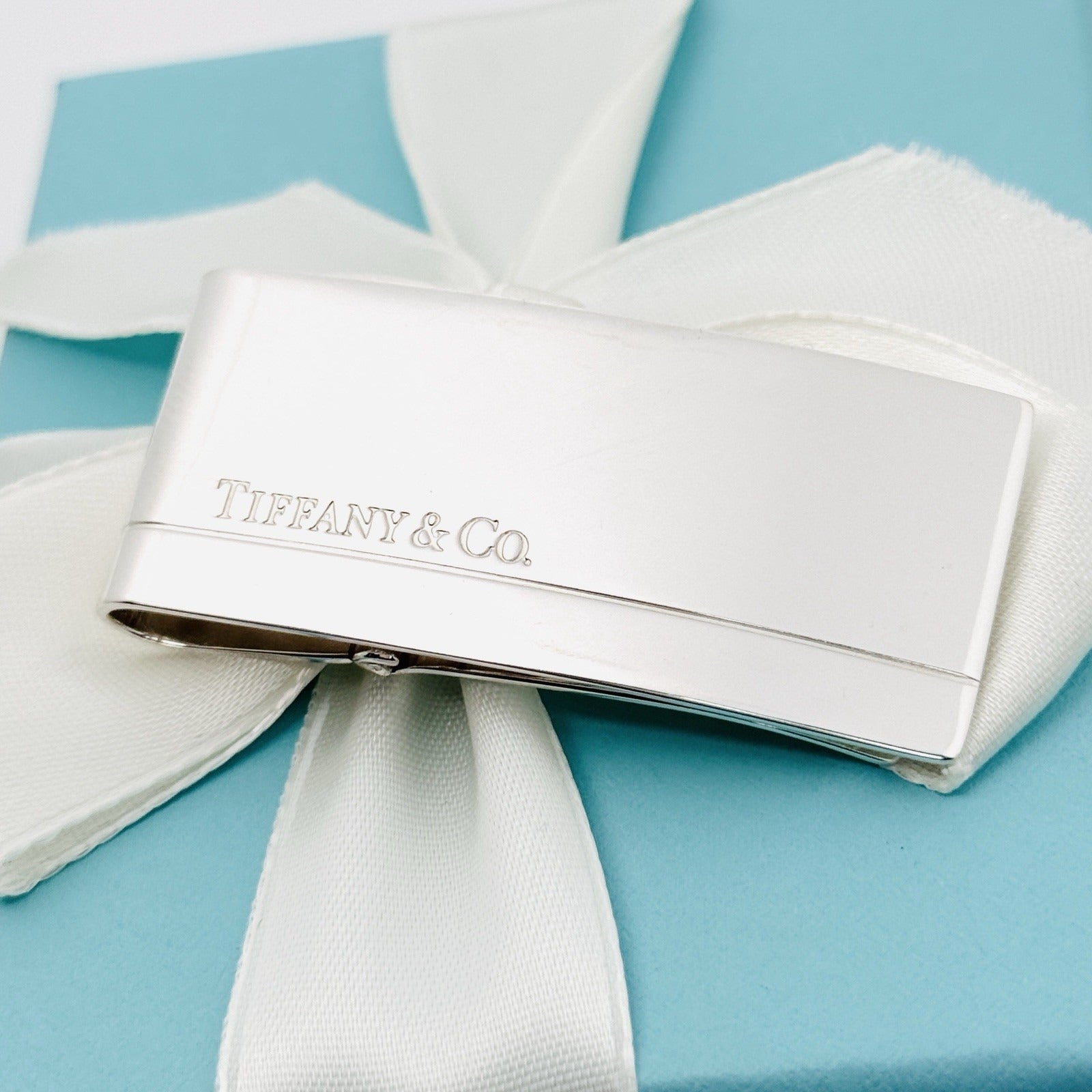 RARE Tiffany & Co Stripe Hinged Money Clip in Sterling Silver