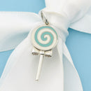Tiffany Blue Lollipop Candy Charm or Pendant in Blue Enamel and Sterling Silver-1