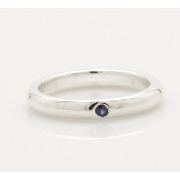 Size 8.5 Tiffany & Co Blue Sapphire Stacking Ring by Elsa Peretti in 925 Silver