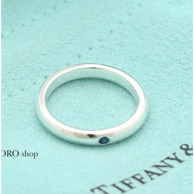 Size 8.5 Tiffany & Co Blue Sapphire Stacking Ring by Elsa Peretti