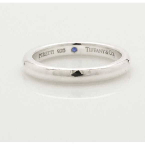 Size 8.5 Tiffany & Co Blue Sapphire Stacking Ring by Elsa Peretti in 925 Silver