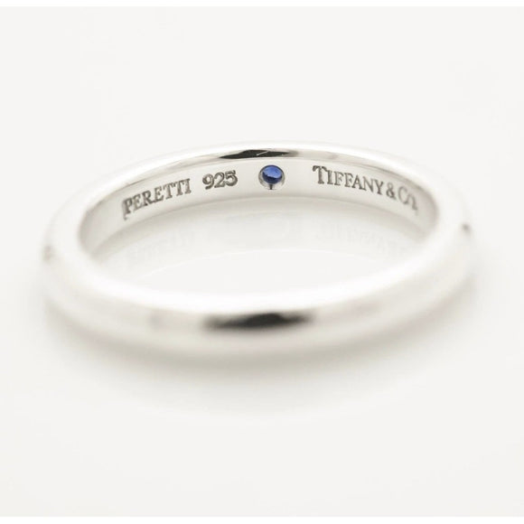 Size 8.5 Tiffany & Co Blue Sapphire Stacking Ring by Elsa Peretti in 925 Silver