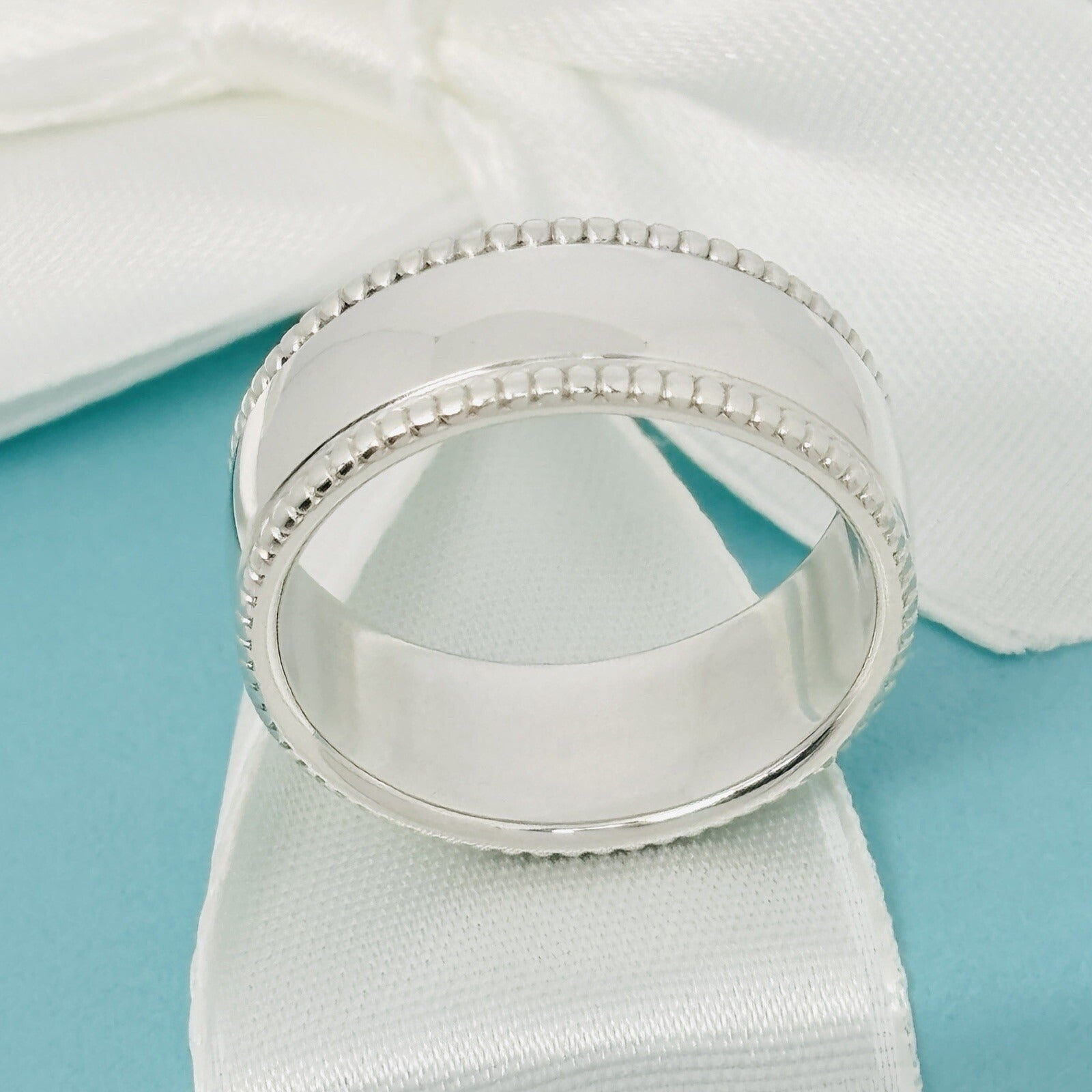 Size 5 Tiffany I LOVE YOU Ring Beaded Milgrain Wide Band