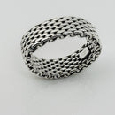 Size 7 Tiffany & Co Narrow Sterling Silver Somerset Mesh Weave Band Ring-3