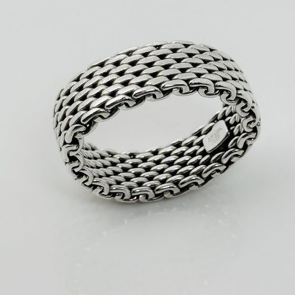 Size 7 Tiffany & Co Narrow Sterling Silver Somerset Mesh Weave Band Ring