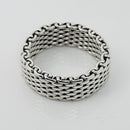Size 7 Tiffany & Co Narrow Sterling Silver Somerset Mesh Weave Band Ring-4