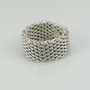 Size 4.5 Tiffany & Co Somerset Ring Mesh Weave Flexible in 925 Silver AUTHENTIC