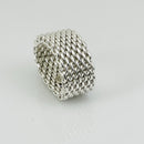 Size 4.5 Tiffany & Co Somerset Ring Mesh Weave Flexible in 925 Silver AUTHENTIC-2