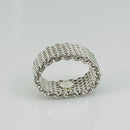 Size 4.5 Tiffany & Co Somerset Ring Mesh Weave Flexible in 925 Silver AUTHENTIC-3