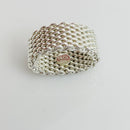 Size 4.5 Tiffany & Co Somerset Ring Mesh Weave Flexible in 925 Silver AUTHENTIC-4