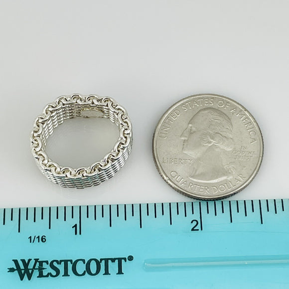 Size 4.5 Tiffany & Co Somerset Ring Mesh Weave Flexible in 925 Silver AUTHENTIC