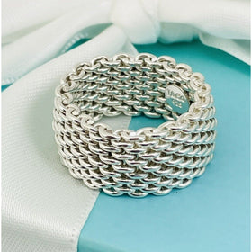 Size 6 Tiffany & Co Somerset Mesh Weave Ring in Sterling Silver