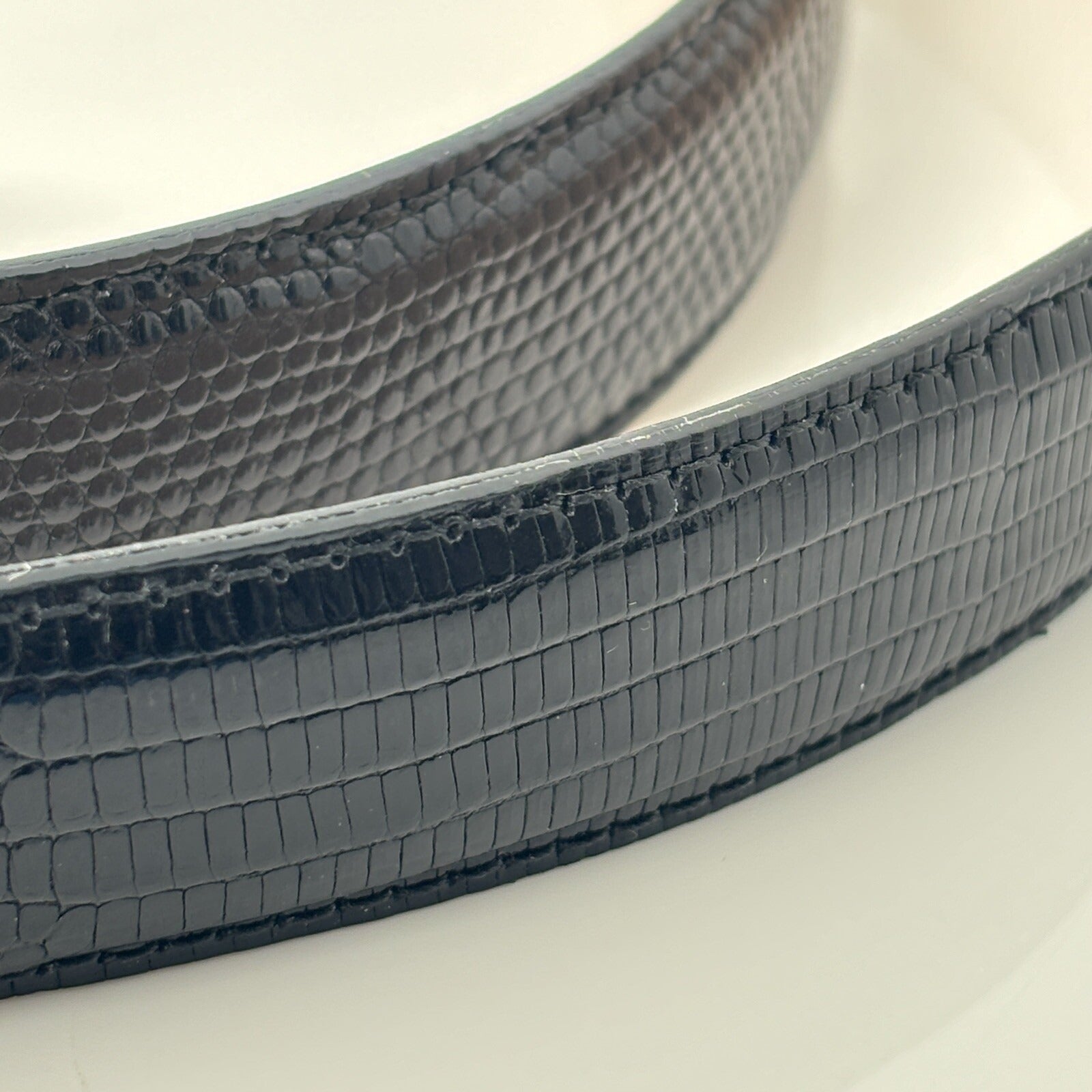 Tiffany & Co Black Lizard Skin Leather Mens Belt Size 36 - 0