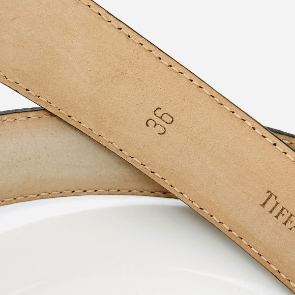 Tiffany & Co Black Lizard Skin Leather Mens Belt Size 36